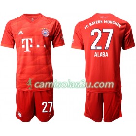 Camisolas de Futebol FC Bayern München ALABA 27 Criança Equipamento Principal 2019/20 Manga Curta
